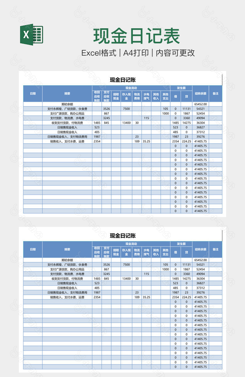 现金日记表