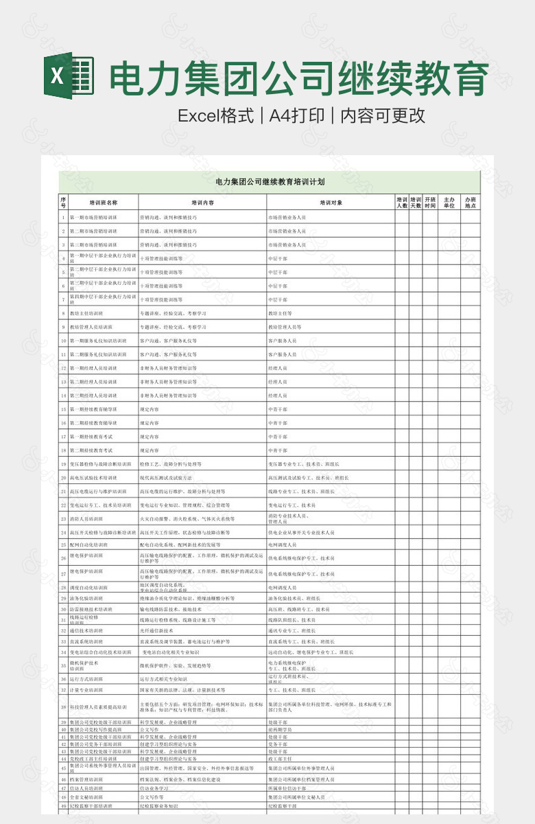 电力集团公司继续教育培训计划