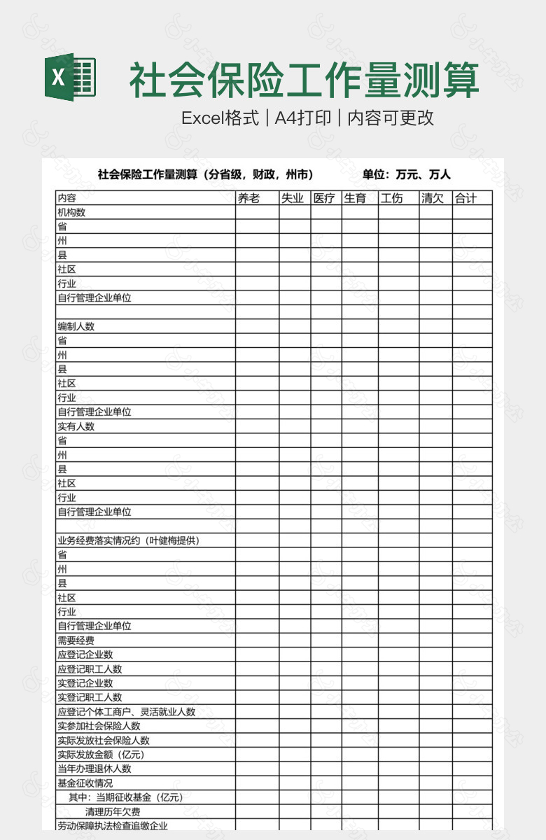 社会保险工作量测算