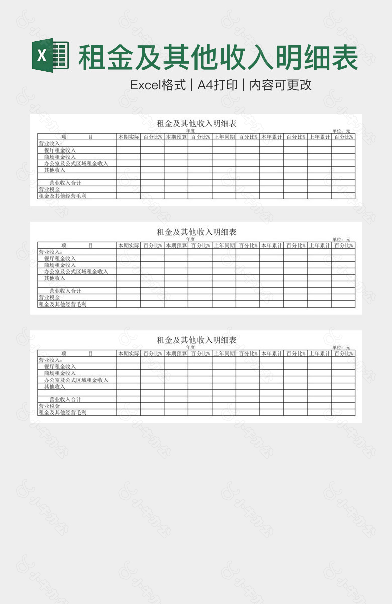 租金及其他收入明细表