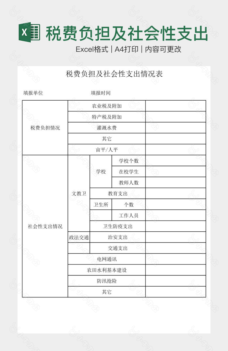 税费负担及社会性支出情况表