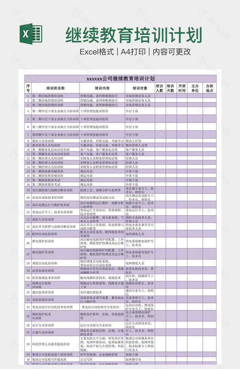 继续教育培训计划