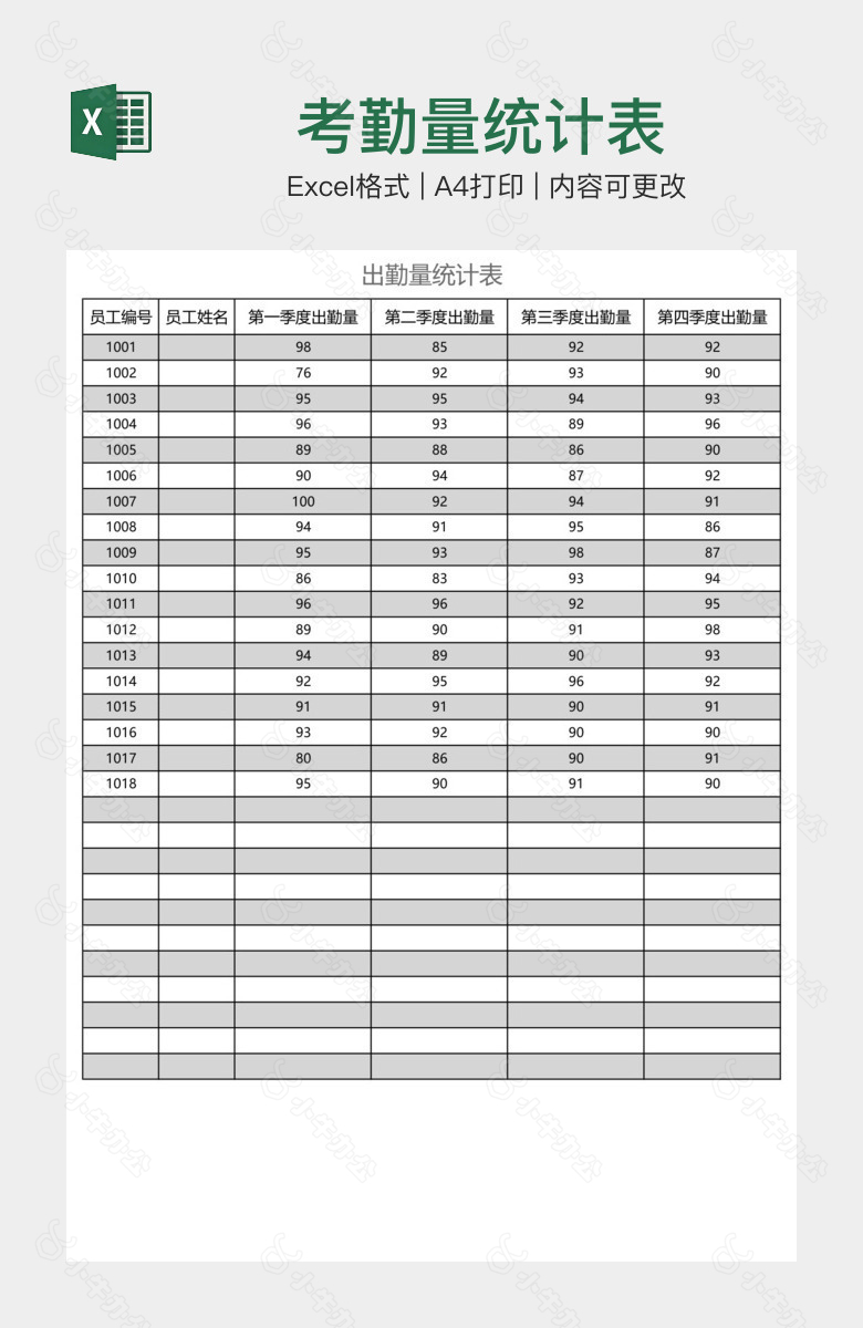 考勤量统计表