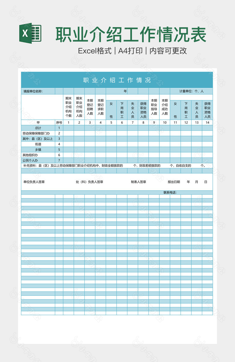 职业介绍工作情况表