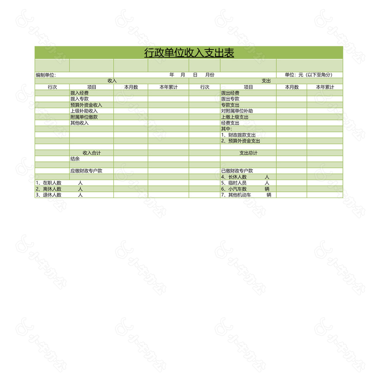 行政单位收入支出表no.2