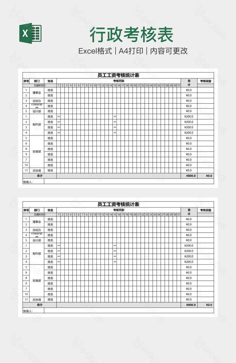 行政考核表