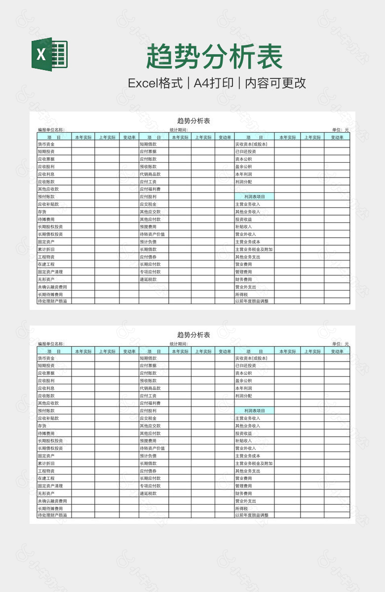 趋势分析表