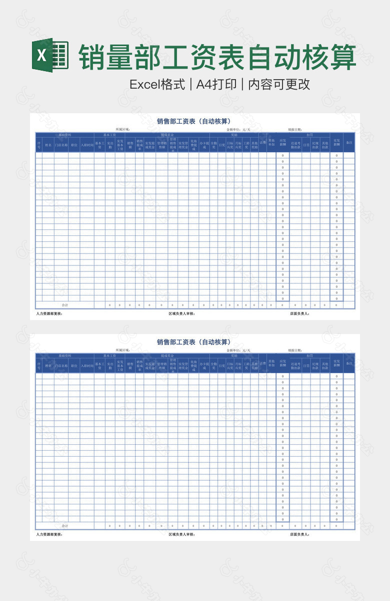 销量部工资表自动核算