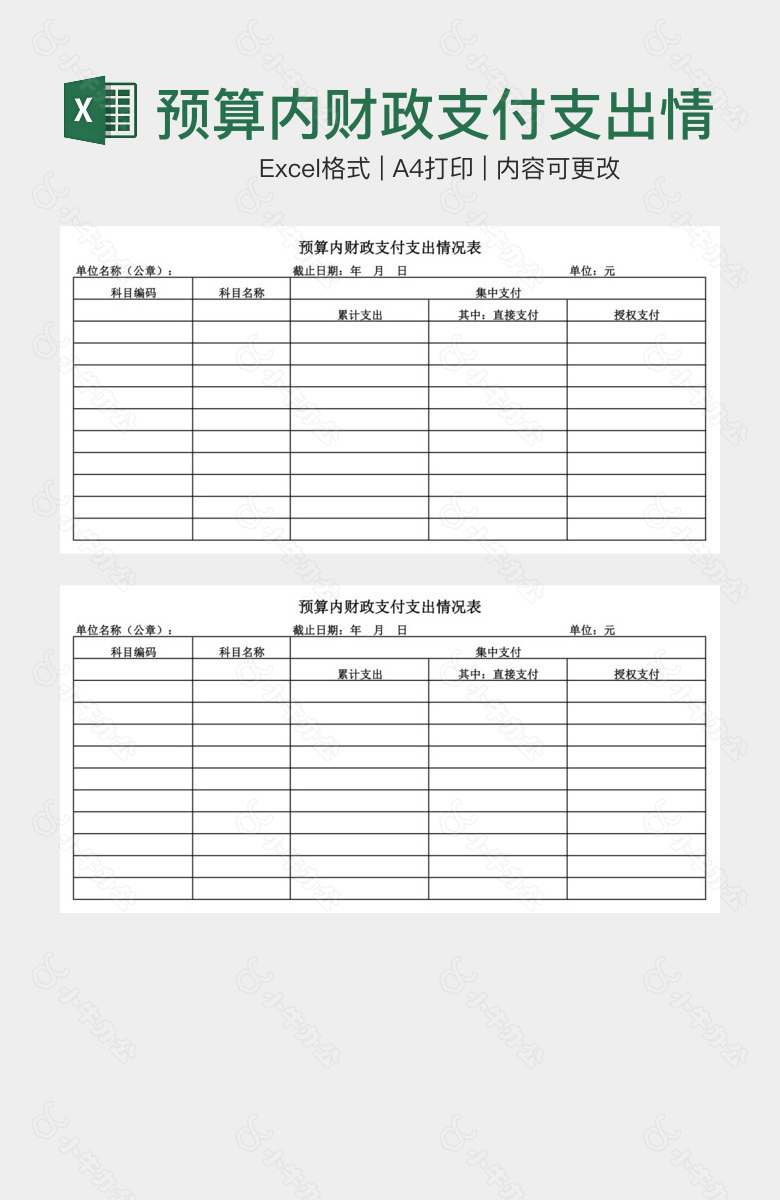 预算内财政支付支出情况表