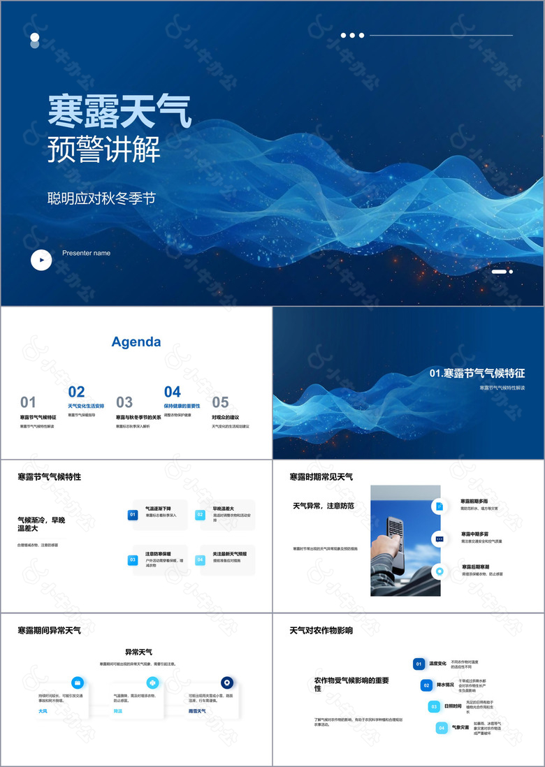 寒露天气预警讲解PPT模板