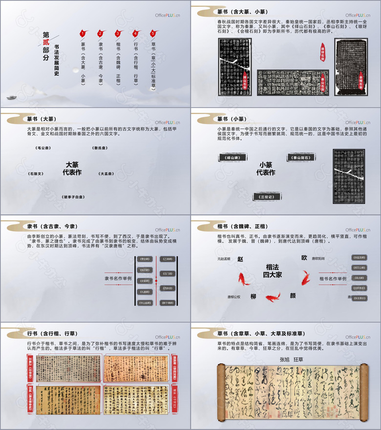 红色中国风书法学习PPT模板no.2