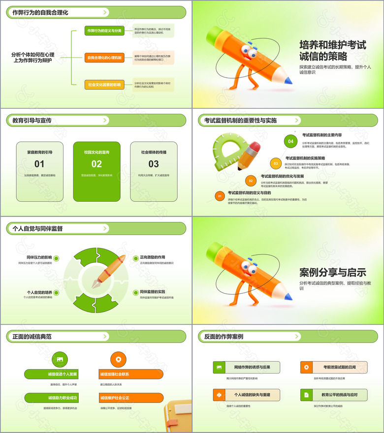 绿色渐变风考试诚信PPT模板no.2