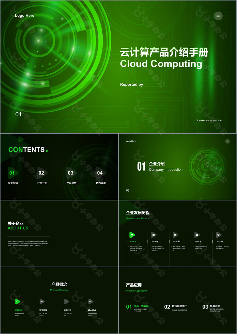 绿色环形科技智能商业计划书PPT案例