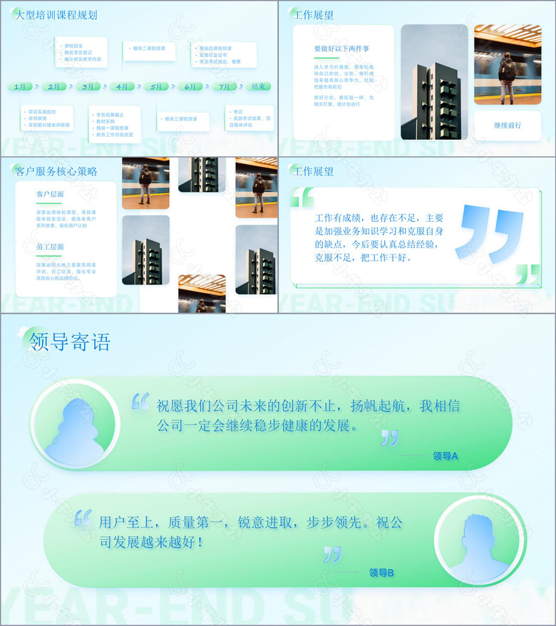 蓝绿轻盈年终总结商务模板no.4