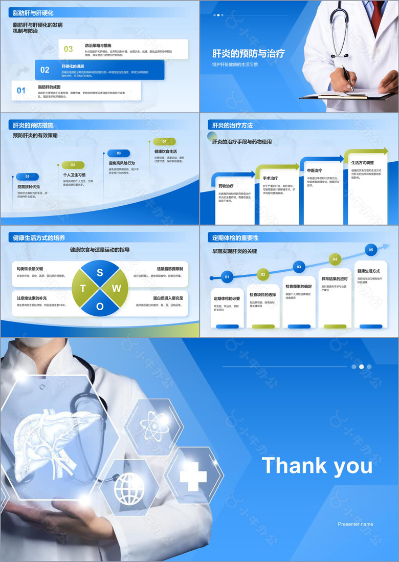 蓝色商务风肝炎疾病科普PPT模板no.3