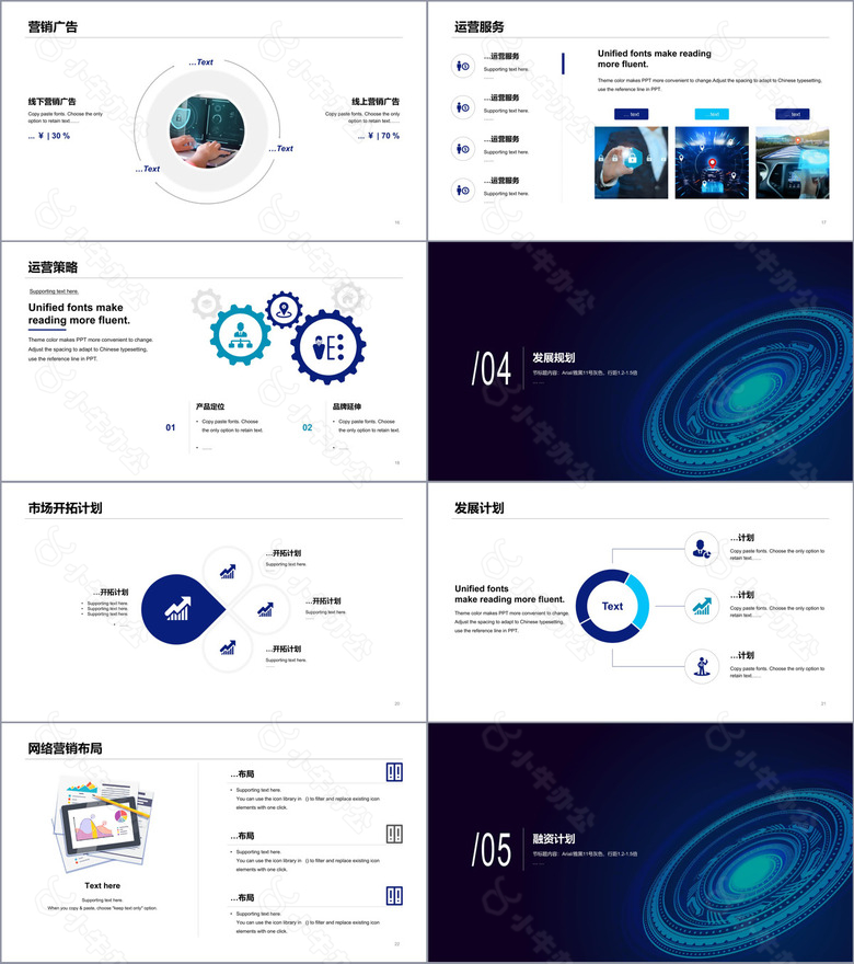 蓝色科技智能商业融资计划书PPT素材下载no.3
