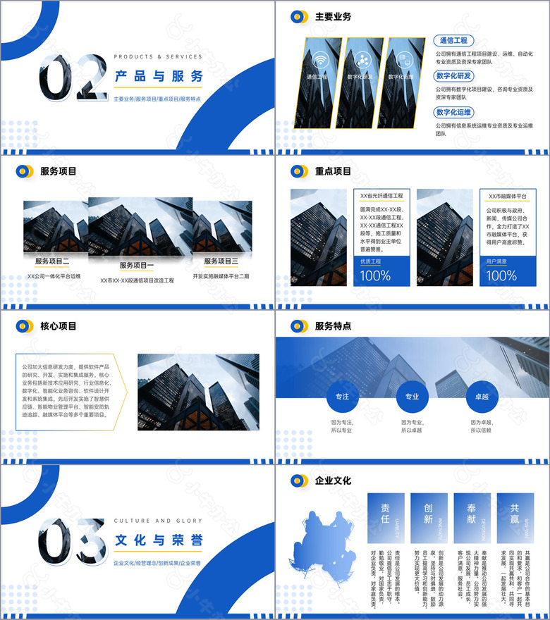 蓝色简约商务风企业介绍PPT模板no.2