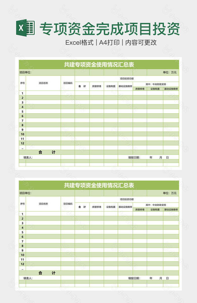 专项资金完成项目投资表