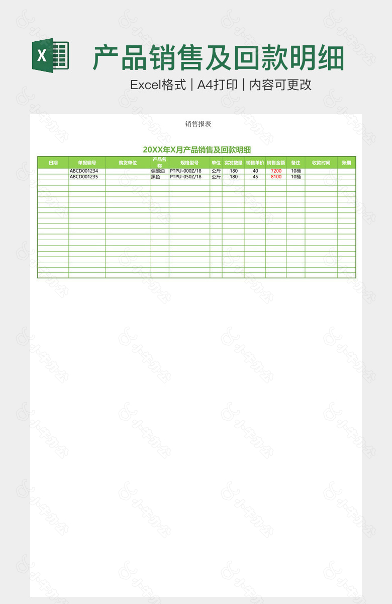 产品销售及回款明细