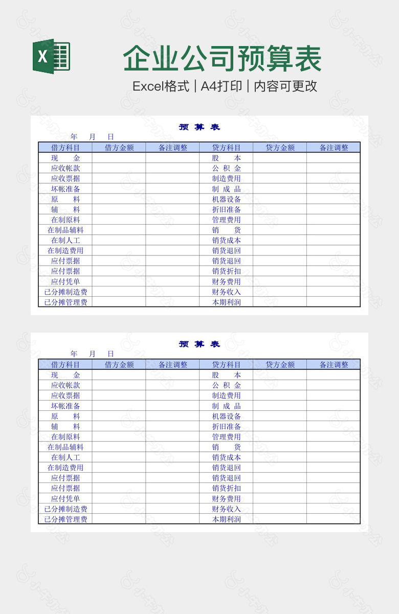 企业公司预算表