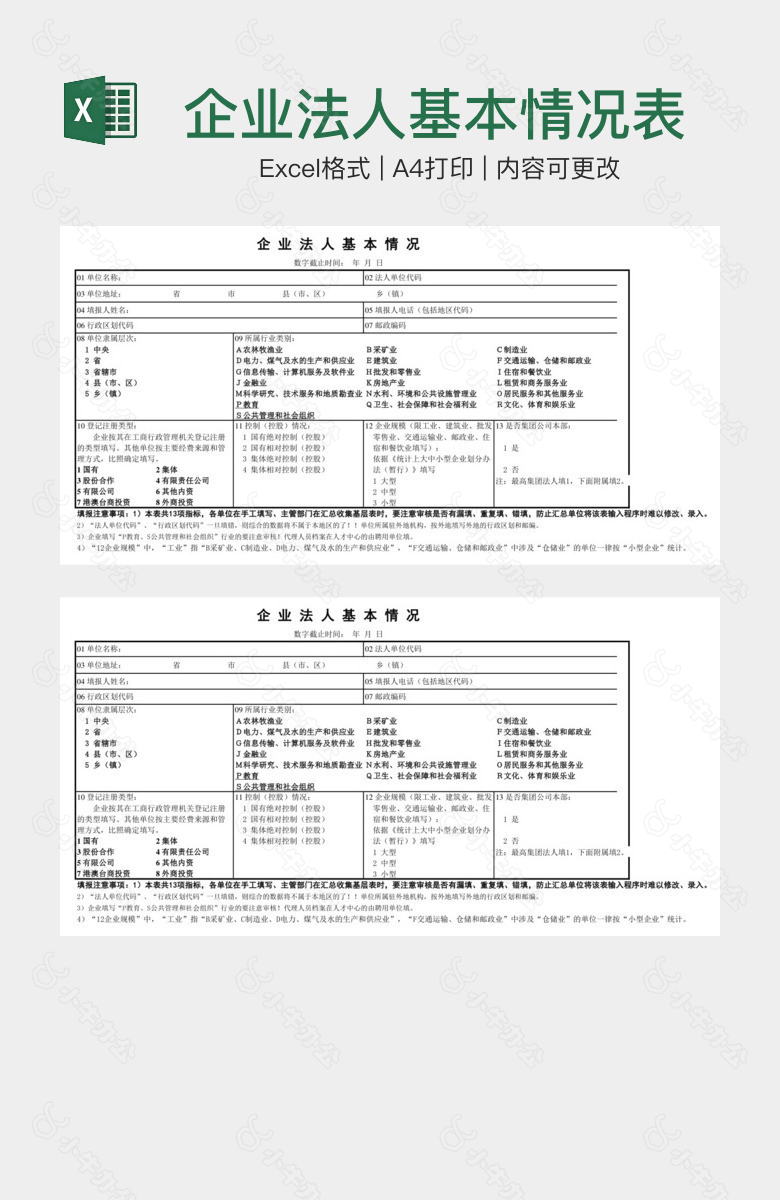 企业法人基本情况表