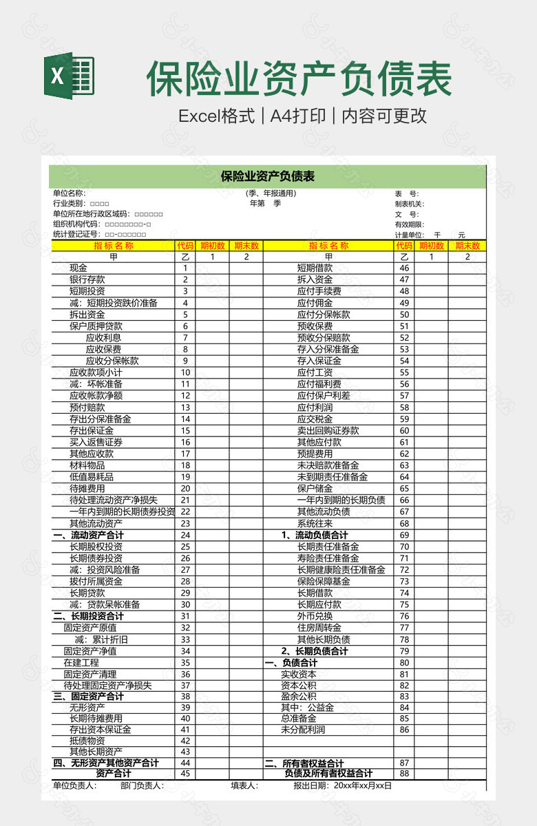 保险业资产负债表