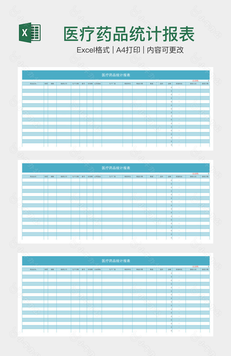 医疗药品统计报表