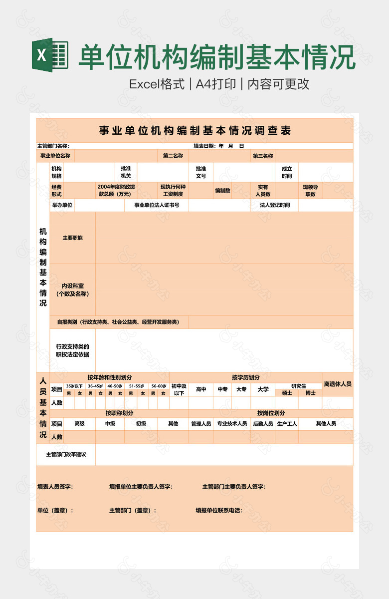 单位机构编制基本情况调查表