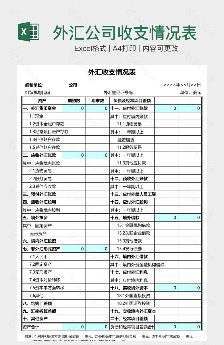 外汇公司收支情况表