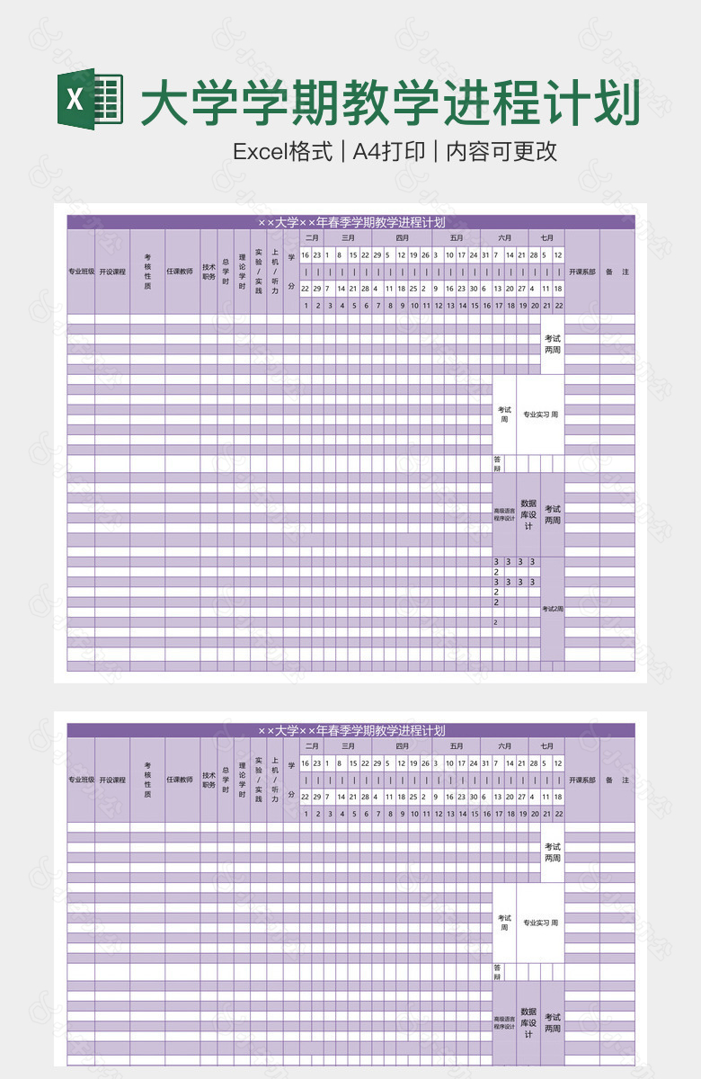 大学学期教学进程计划