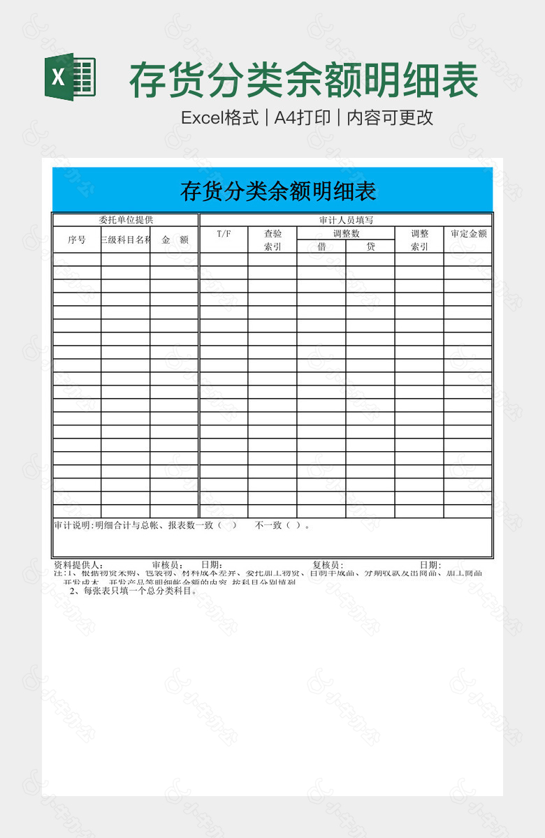 存货分类余额明细表