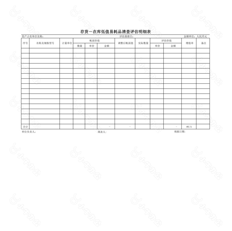 存货原材料清查评估明细表no.2