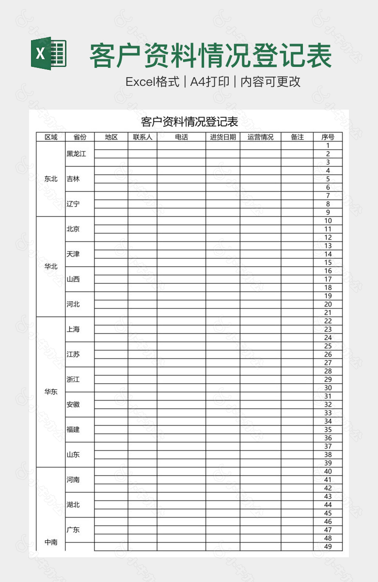 客户资料情况登记表