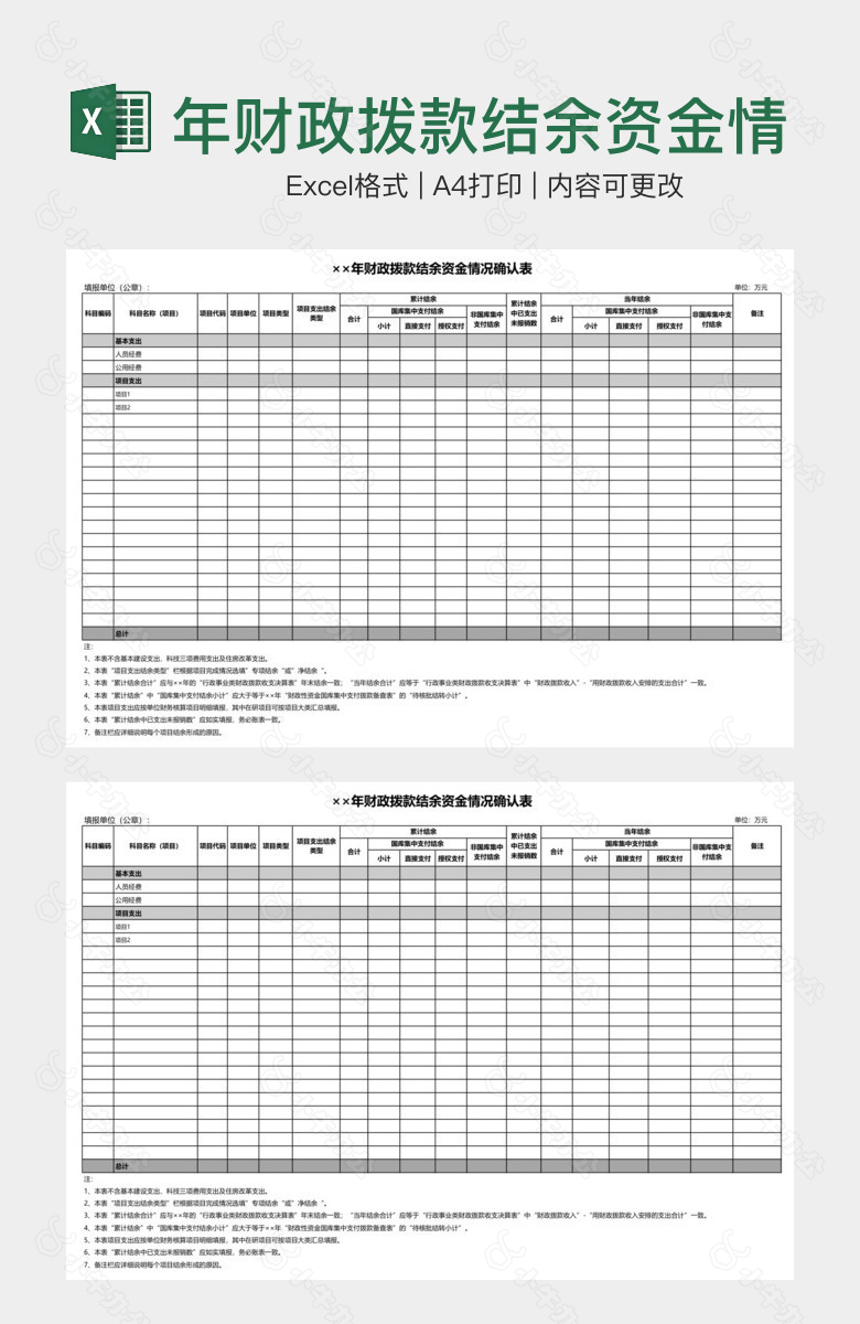 年财政拨款结余资金情况确认表