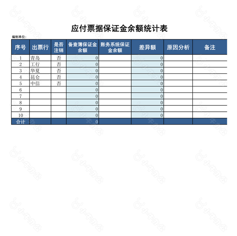 应付票据银承登记台账no.2