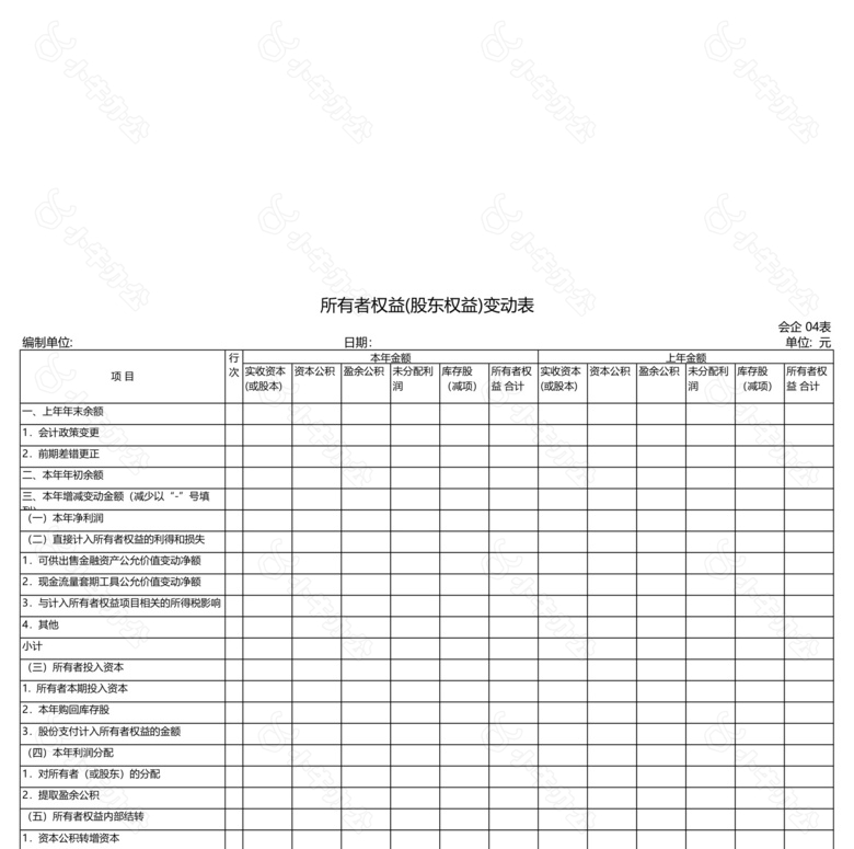 所有者权益股东权益变动no.2