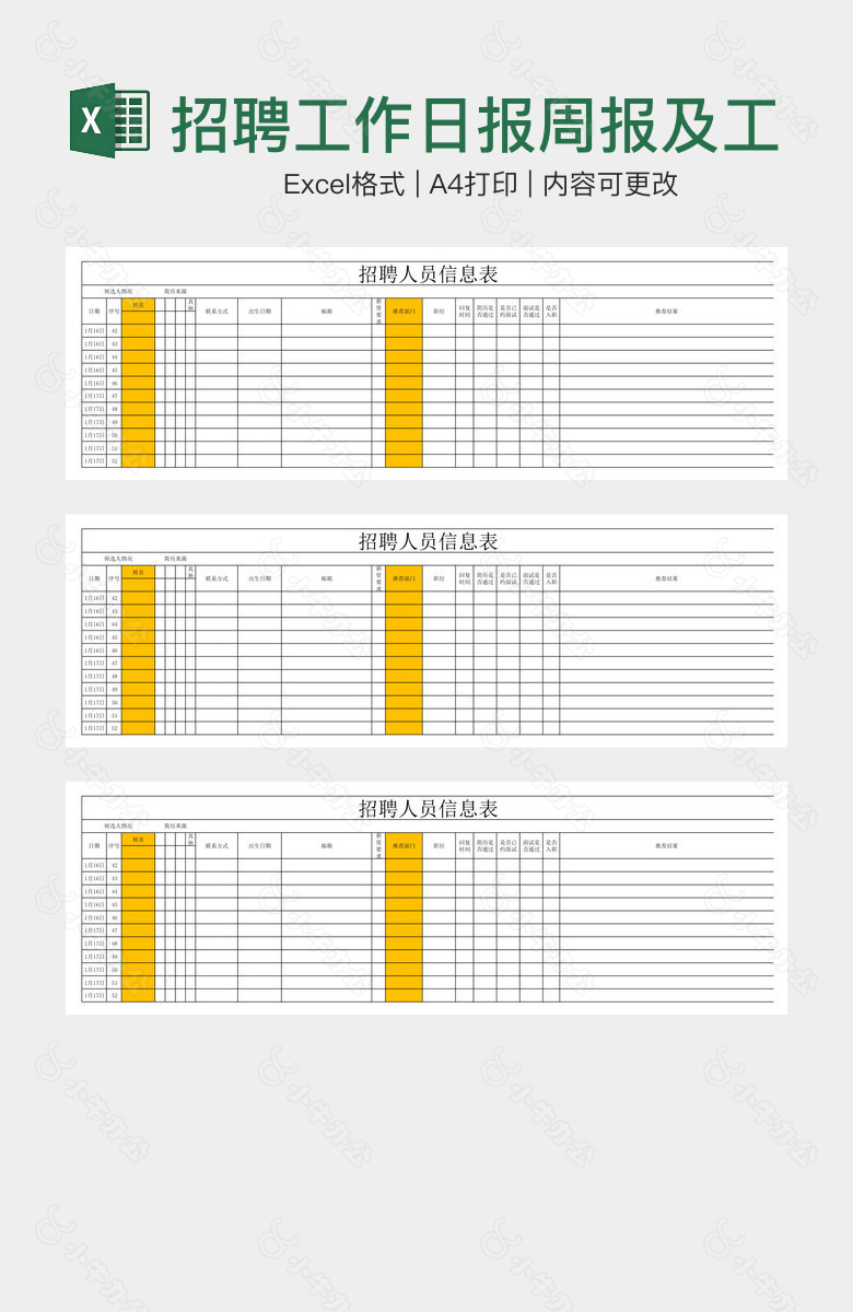 招聘工作日报周报及工作分析表