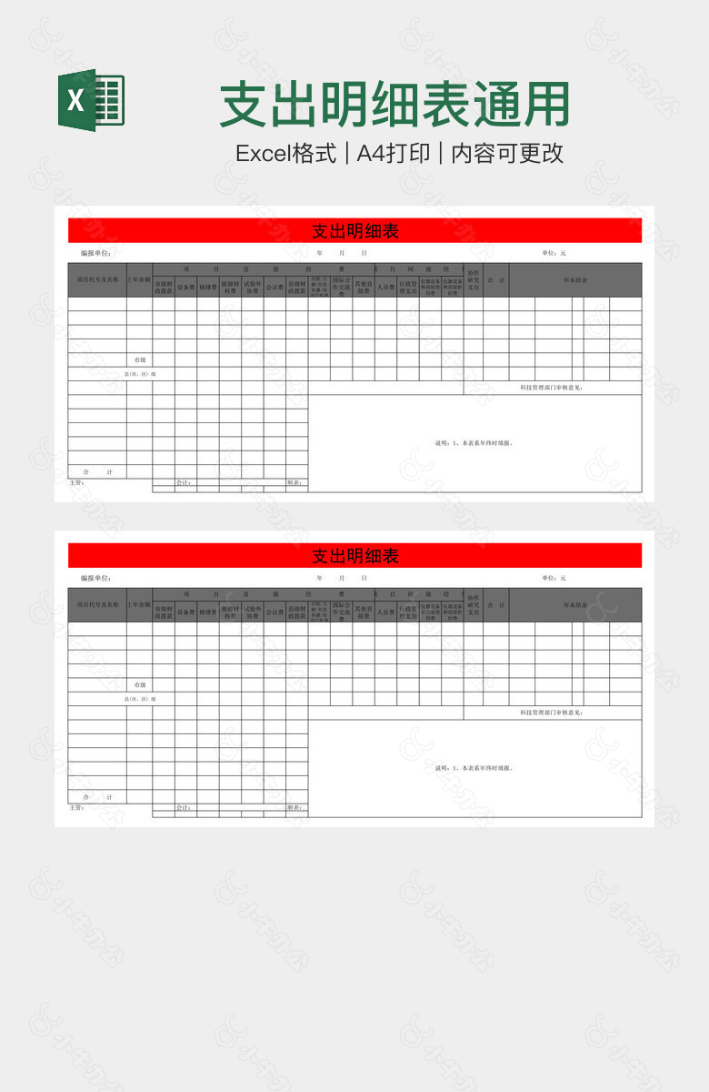 支出明细表通用