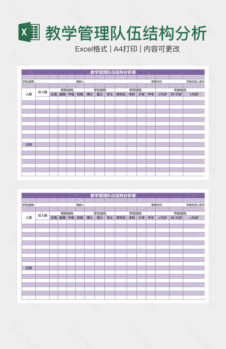 教学管理队伍结构分析表