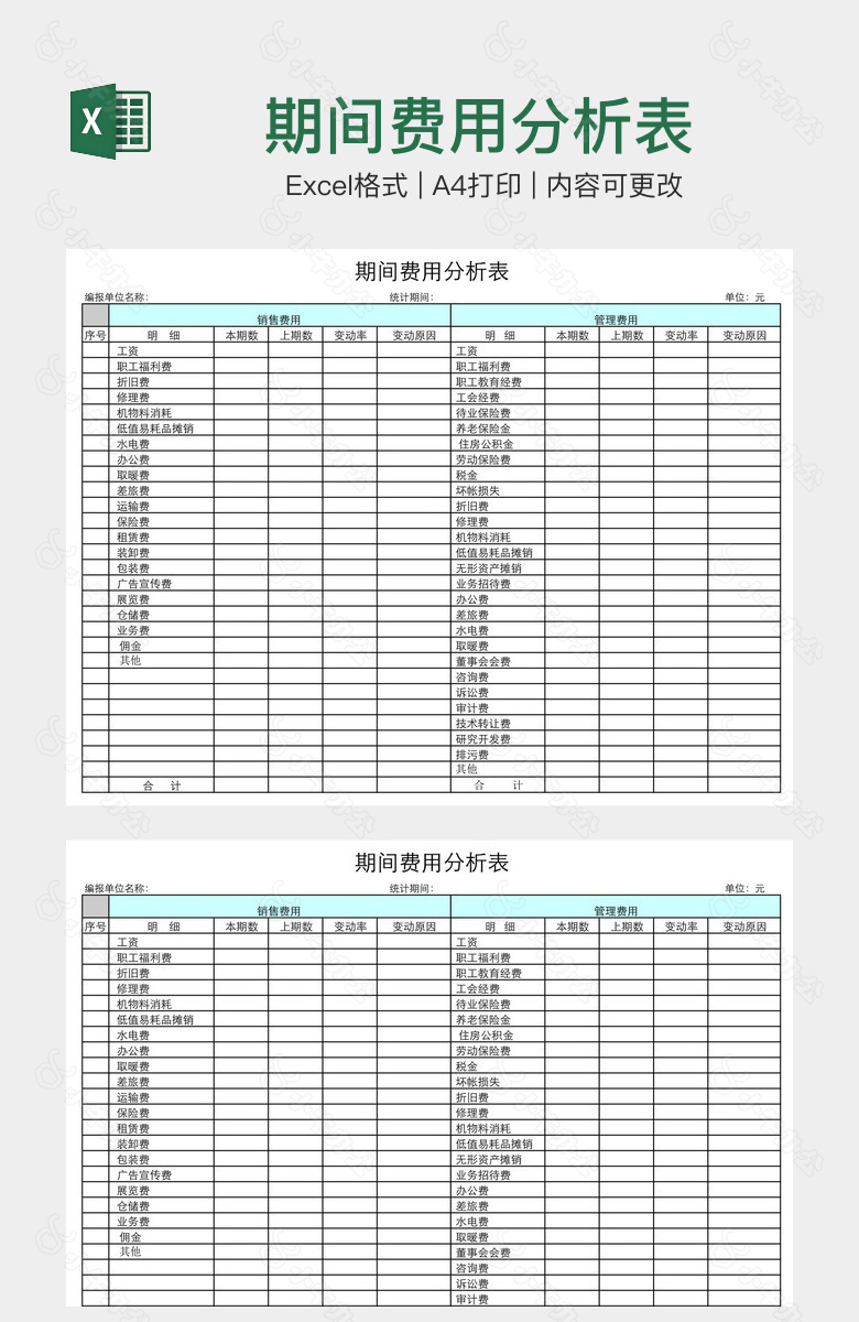 期间费用分析表