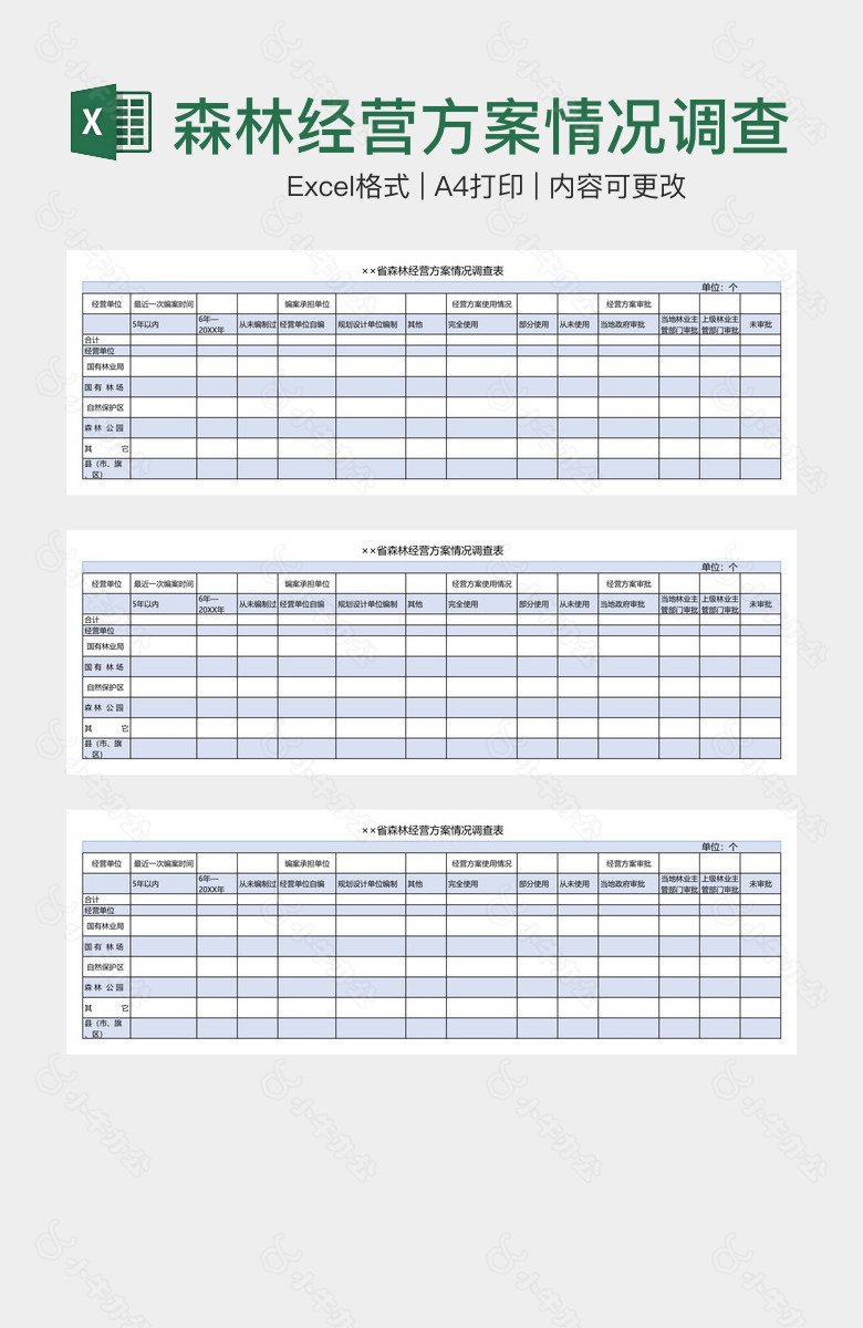 森林经营方案情况调查表