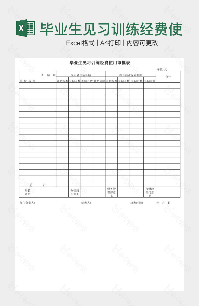 毕业生见习训练经费使用审批表