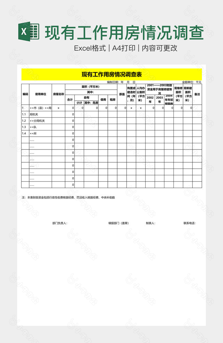 现有工作用房情况调查