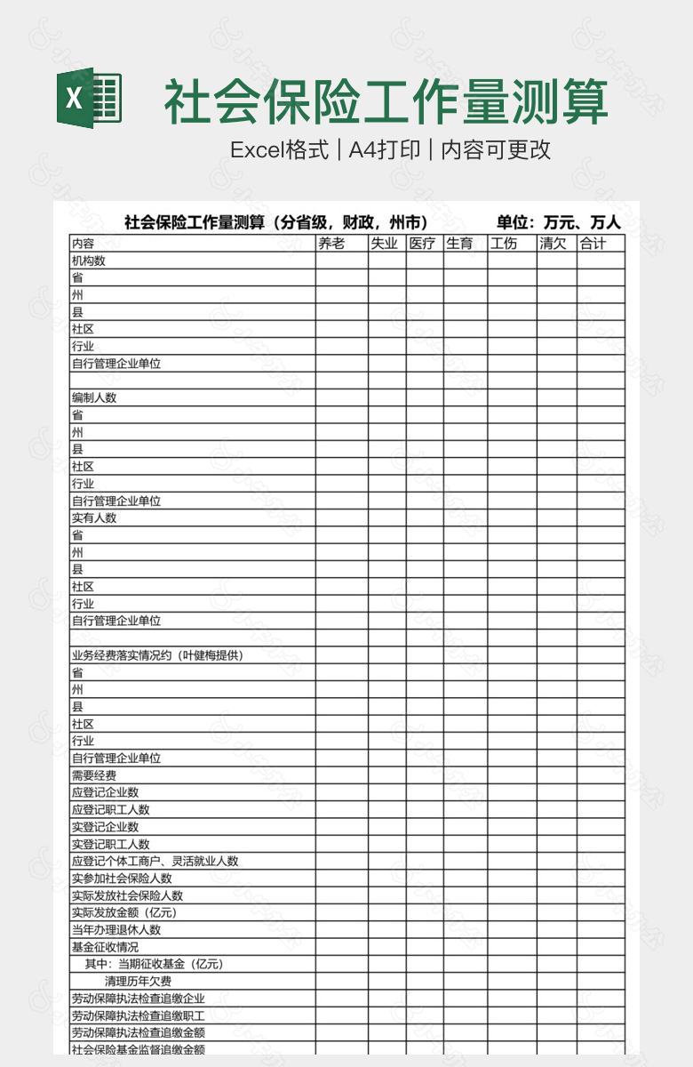 社会保险工作量测算