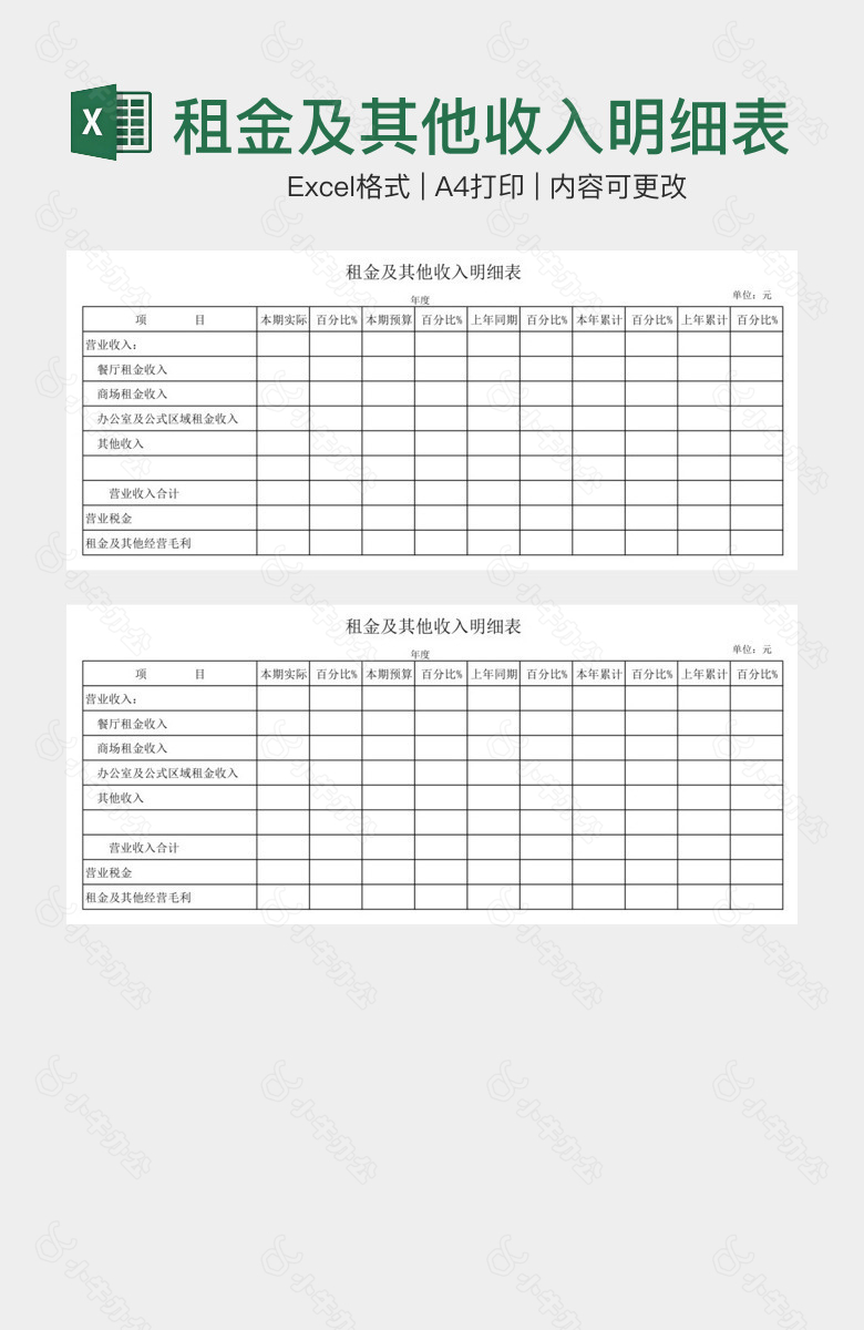 租金及其他收入明细表