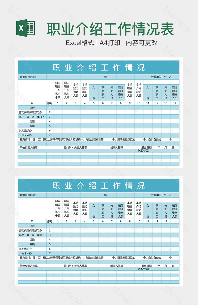 职业介绍工作情况表