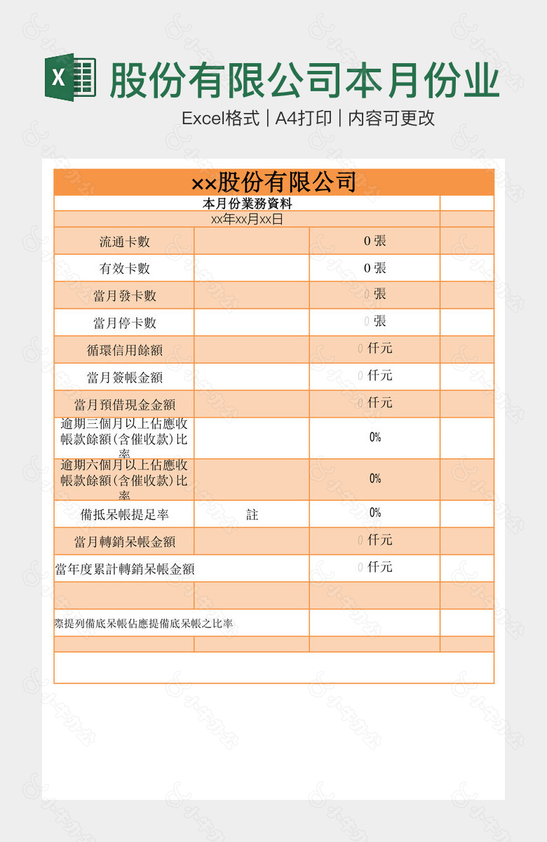 股份有限公司本月份业务资料