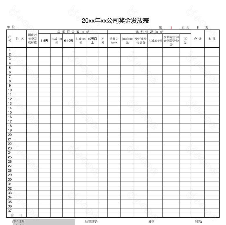 自动打印奖金发放统计系统no.2