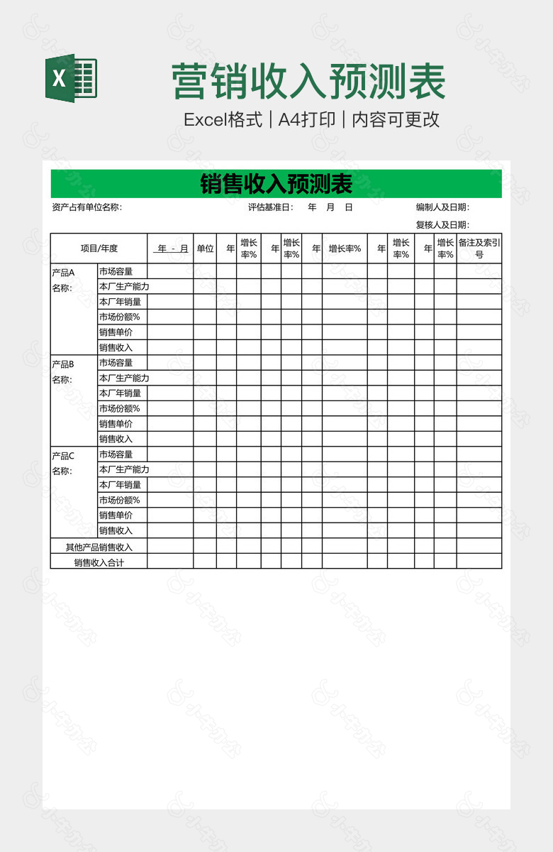 营销收入预测表