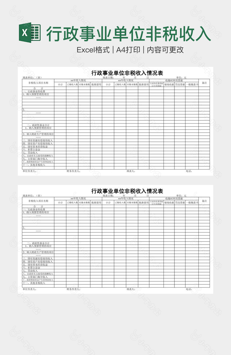 行政事业单位非税收入情况表